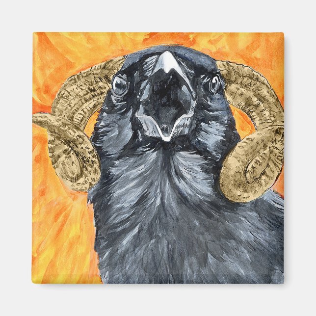 Aries Raven vattencolor Magnet (Framsidan)