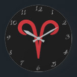 ARIES Red Astrology Zodiac Martydag Stor Klocka<br><div class="desc">Anpassa med valfri text.</div>