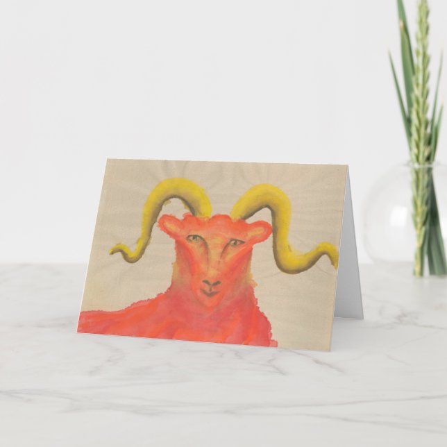 Aries Red Zodiac Symbol Birthday Kort (Framsida)