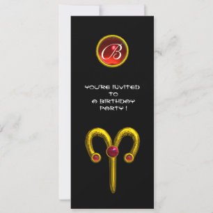 ARIES RUBY MONOGRAM, klarfärgad svart gult röd Inbjudningar