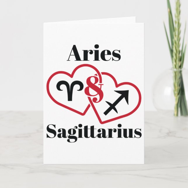 Aries Sagittarius Zodiac Couples Astrology Heart V Kort (Framsida)