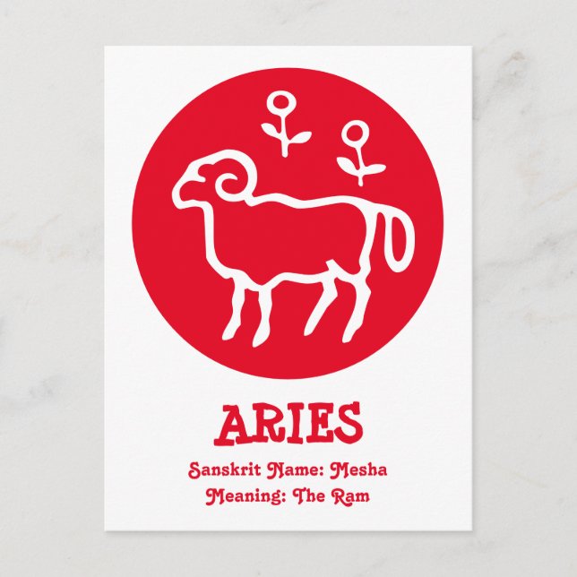 Aries Sanskrit Postcard Vykort (Framsida)
