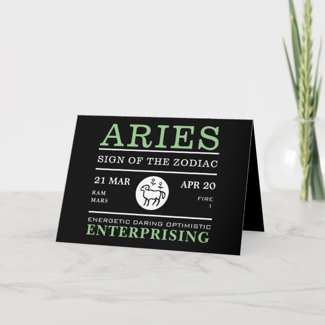 Aries Sign of the Zodiac, Astrological Kort (Framsida)