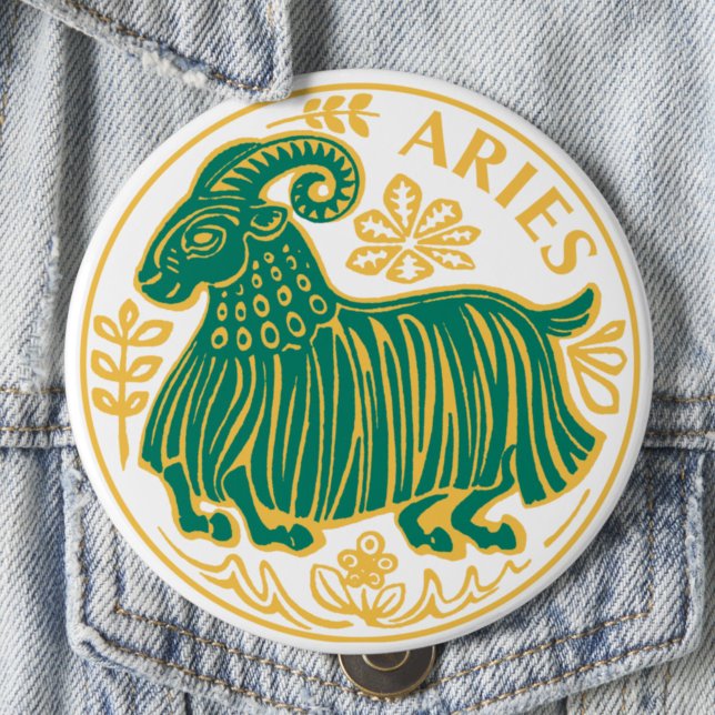 Aries Sign på Zodiac på en Knapp (Skapare uppladdad)