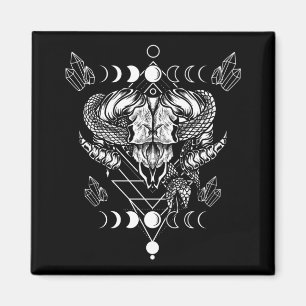Aries Skull Wicca Occult Crescent Måne Witchcraft Magnet