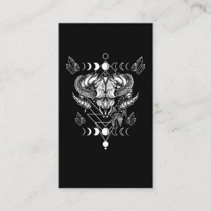 Aries Skull Wicca Occult Crescent Måne Witchcraft Visitkort
