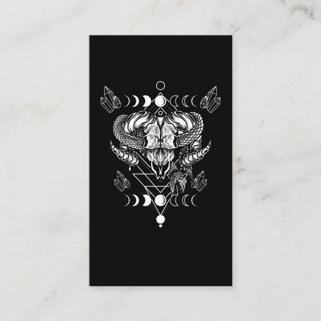 Aries Skull Wicca Occult Crescent Måne Witchcraft Visitkort (Framsida)