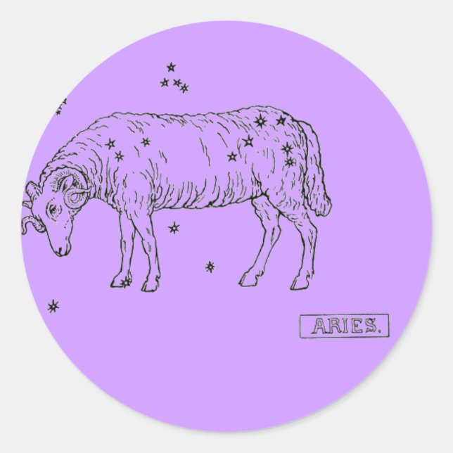 Aries Sticker Runt Klistermärke (Framsida)
