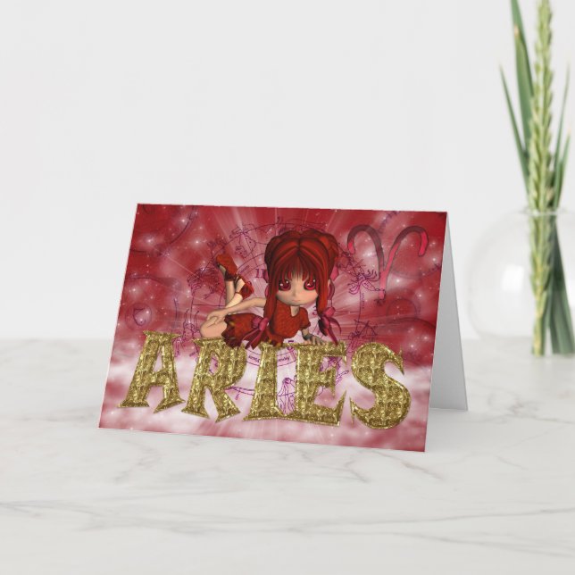 Aries Stjärntecken Birthday Card Kort (Framsida)