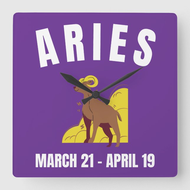 Aries stjärntecken T-Shirt Fyrkantig Klocka (Framsida)