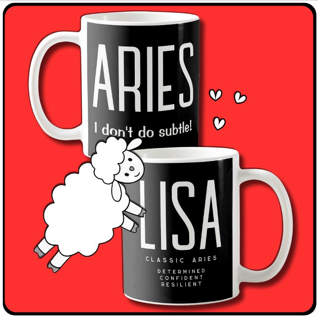 Aries Stjärntecken Zodiac Gift Kaffemugg (Heads up Astrology, Horoscope, Zodiac Lovers. Here's a fun gift for the Aries star sign! )