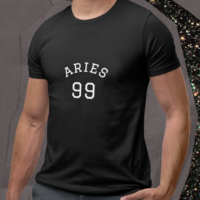 Aries | Svart födelsedag T Shirt (Skapare uppladdad)