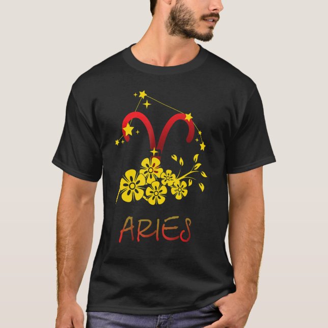 Aries Symbol Birthday Zodiac Pendant Charm April T Shirt (Framsida)