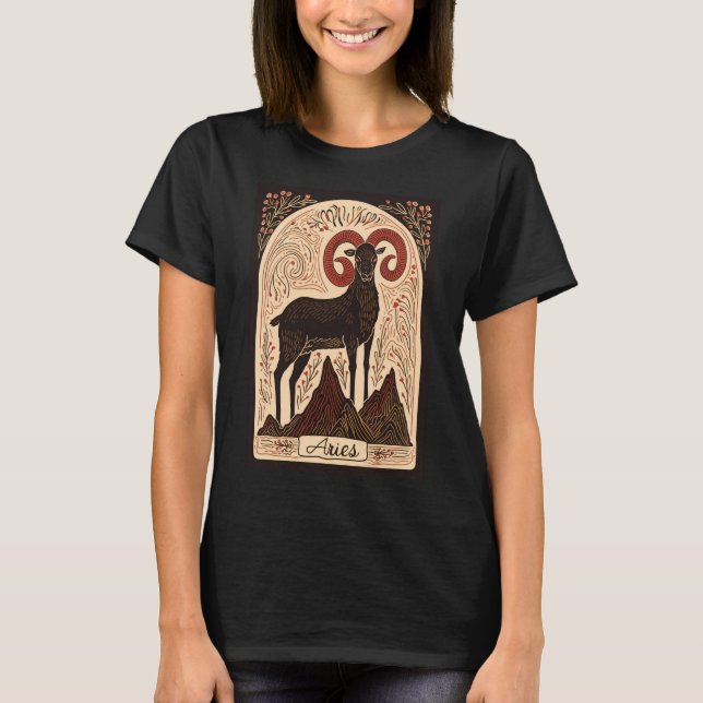 Aries - T-Shirt Celestial Zodiac Art (Framsida)