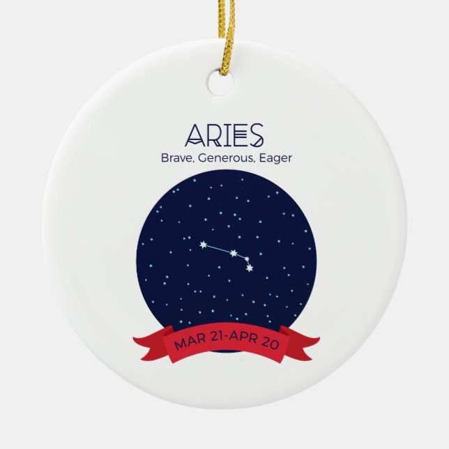 Aries Traits Julgransprydnad Keramik (Framsidan)