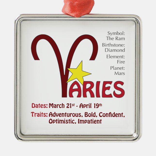 Aries Traits Square Ornament (Framsidan)