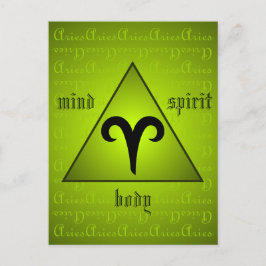 Aries Triangle Mind Body Spirit Holisitic Grönt Vykort