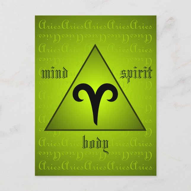 Aries Triangle Mind Body Spirit Holisitic Grönt Vykort (Framsida)
