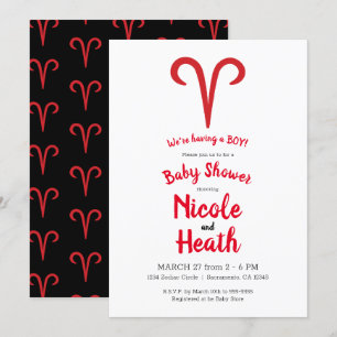 ARIES Väduren Röd Astrologi Zodiaken Vår Barnkalas Inbjudningar