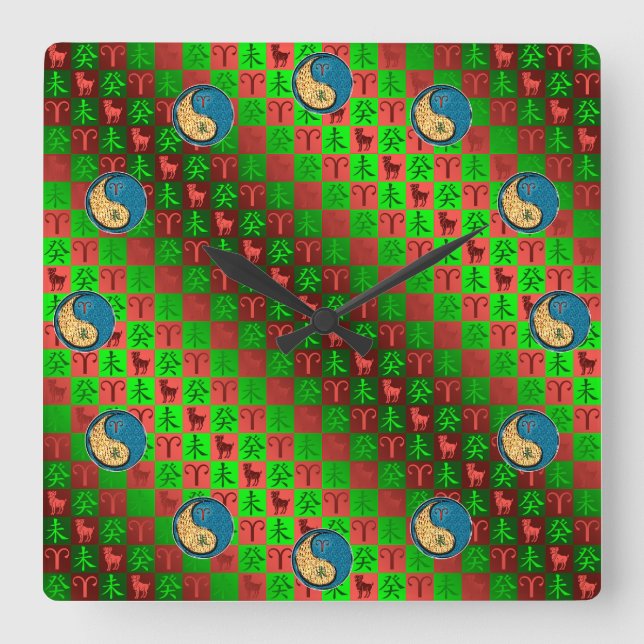 Aries & Water Goat Fyrkantig Klocka (Framsida)