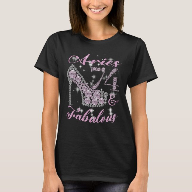 Aries Women 74 & Fabulous Sparkly Högklackars 74t T Shirt (Framsida)