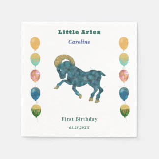 Aries Zodiac 1st Birthday Balloons & Artistic Pappersservett
