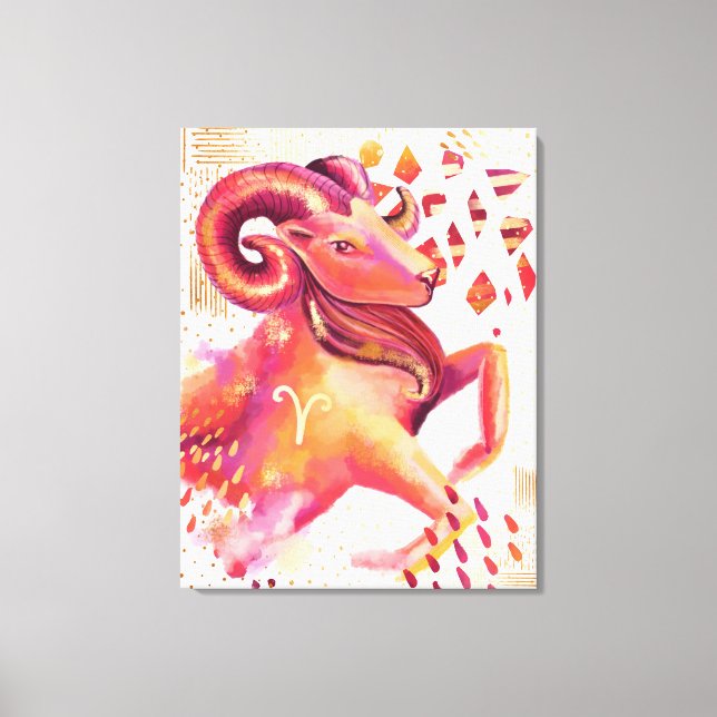Aries Zodiac Abstrakt Watercolor Wall Art Canvastryck (Framsida)