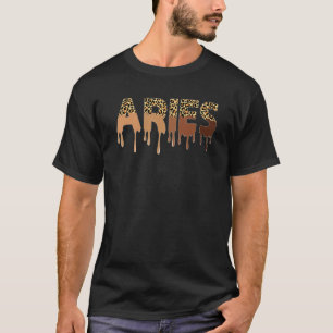 Aries Zodiac Afro Black Women Leopard - droppning T Shirt