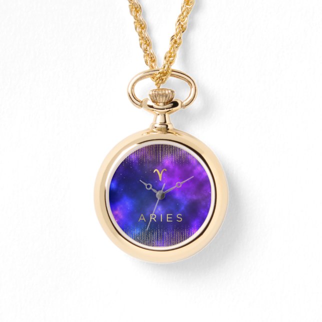 Aries Zodiac Anpassningsbar Guld Wrap Around Watch Armbandsur (Framsida)