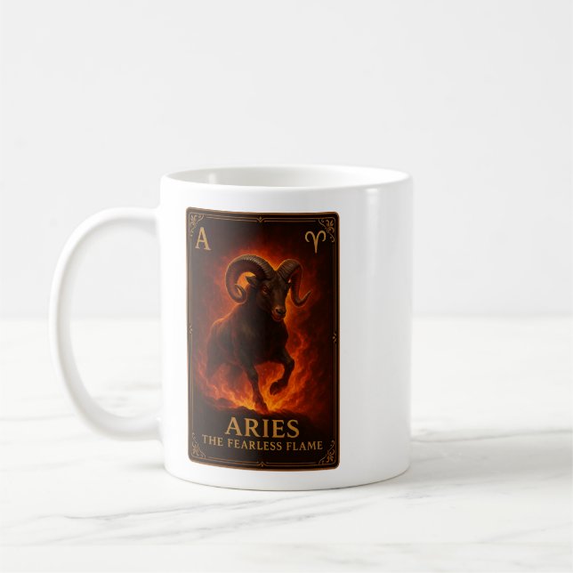 Aries Zodiac Art – Fiery Ram of Passion Kaffemugg (Vänster)