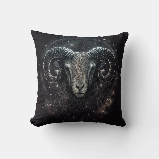 Aries Zodiac Astrological Kudde (Framsida)