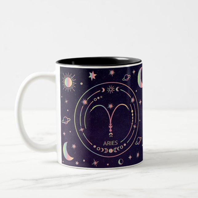 Aries Zodiac Astrological Två-Tonad Mugg (Vänster)