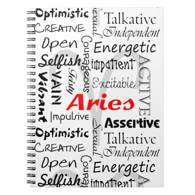 Aries Zodiac Astrology Horoscope Traits Collage Anteckningsbok (Framsidan)