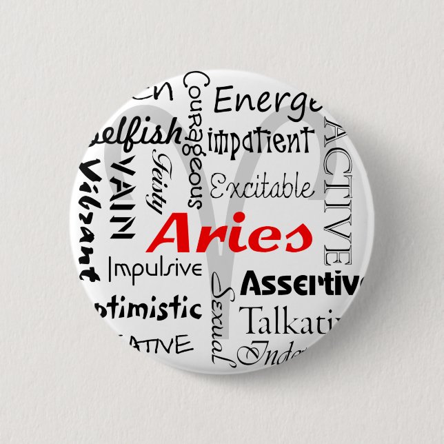 Aries Zodiac Astrology Horoscope Traits Collage Knapp (Framsida)