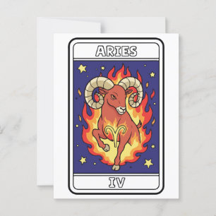 Aries Zodiac Astrology Illustration Vykort