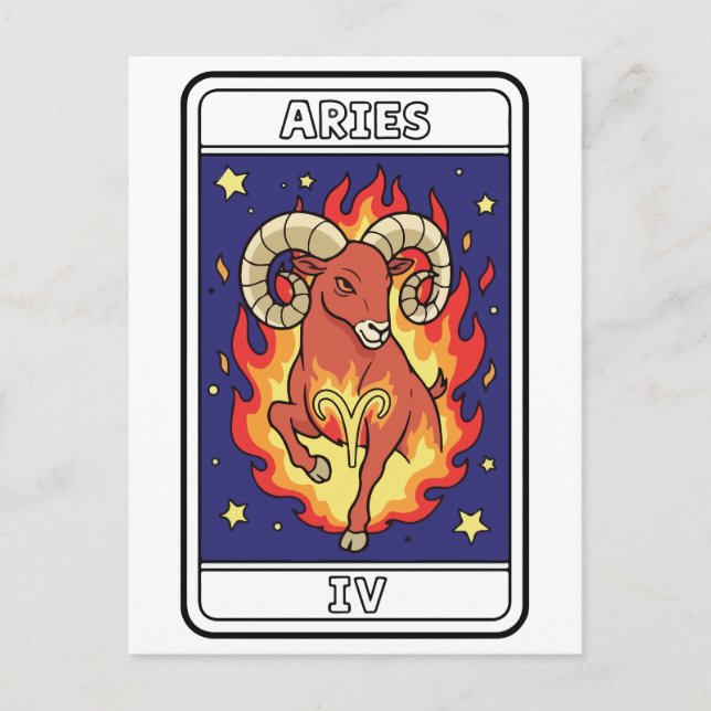 Aries Zodiac Astrology Illustration Vykort (Framsida)
