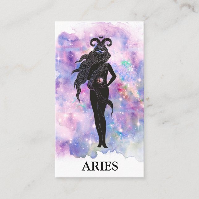 *~* ARIES Zodiac Astrology Läser blå Rosa Visitkort (Framsida)