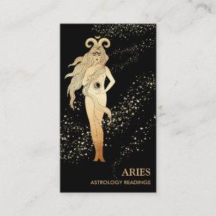 *~* ARIES Zodiac Astrology Läser Guld och svart Visitkort