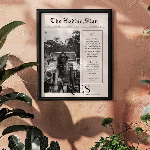 Aries   Zodiac Astrology Photo Newspaper Poster