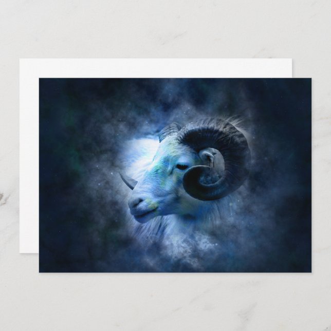 Aries Zodiac Astrology Sign Blue Ram Inbjudningar (Fram/baksida)