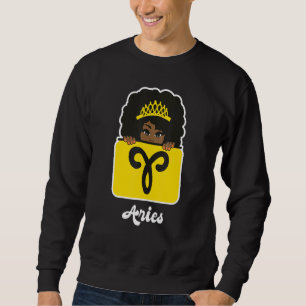Aries Zodiac Astrology Sign Horoscope Black Queen Lång Ärmad Tröja