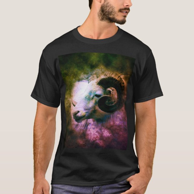 Aries Zodiac Astrology Sign Ram T Shirt (Framsida)