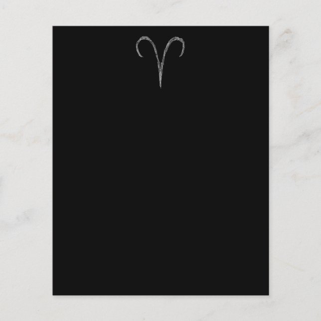 Aries. Zodiac Astrology-tecken. Svart. (Framsida)