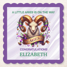 Aries Zodiac Baby Shower Lavender and Green