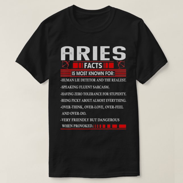 Aries Zodiac Birthday Aries Fakta För manar kvinno T Shirt (Design framsida)