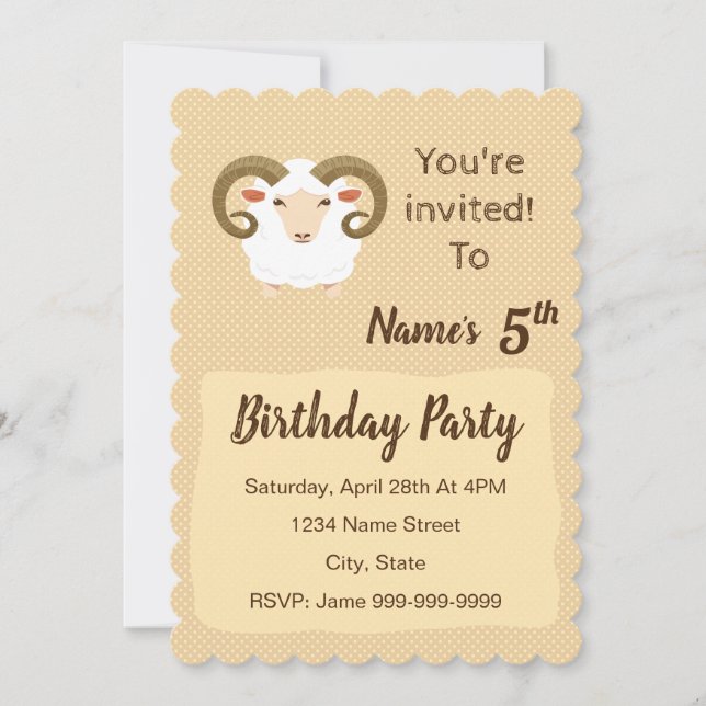 Aries Zodiac Birthday Inbjudan (Framsida)