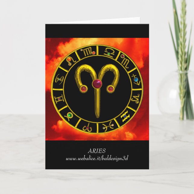 ARIES ZODIAC BIRTHDAY JEWEL KORT (Framsida)
