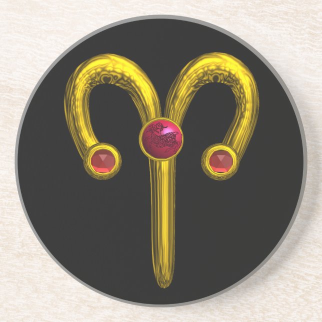 ARIES ZODIAC BIRTHDAY JEWEL RED RUBY,Guld ,Black Underlägg (Framsidan)