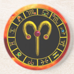ARIES ZODIAC BIRTHDAY JEWEL RED RUBY,Guld,black Underlägg