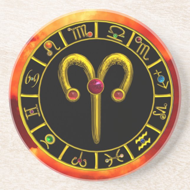 ARIES ZODIAC BIRTHDAY JEWEL RED RUBY,Guld,black Underlägg (Framsidan)